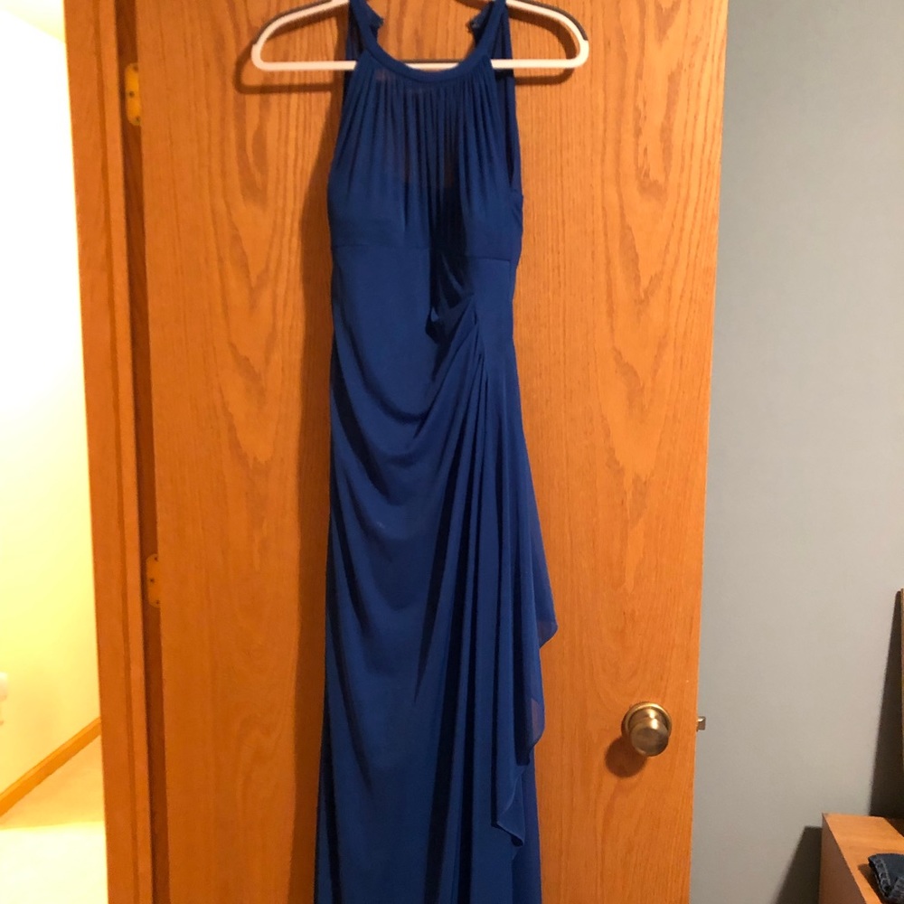 David’s bridal long mesh with illusion neckline